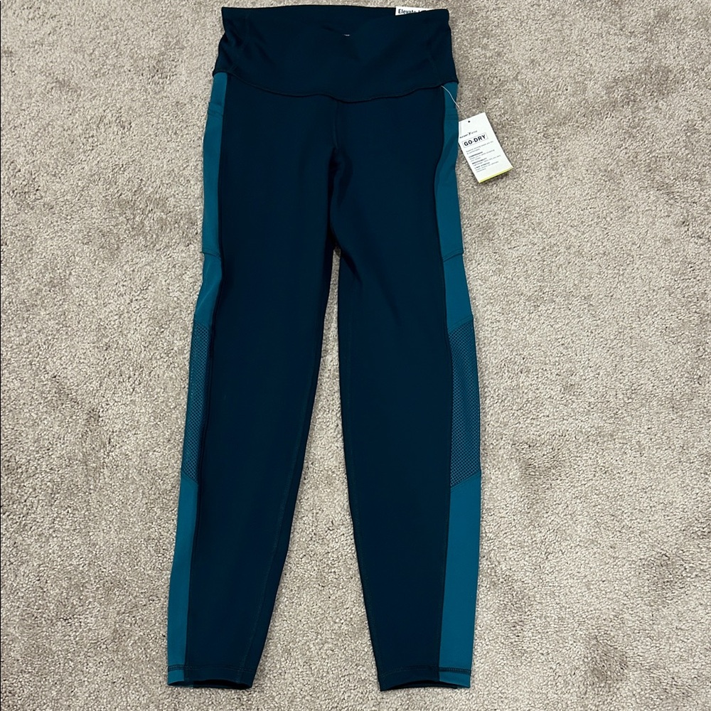 Old Navy- Dark Navy Leggings with Teal Side Panels